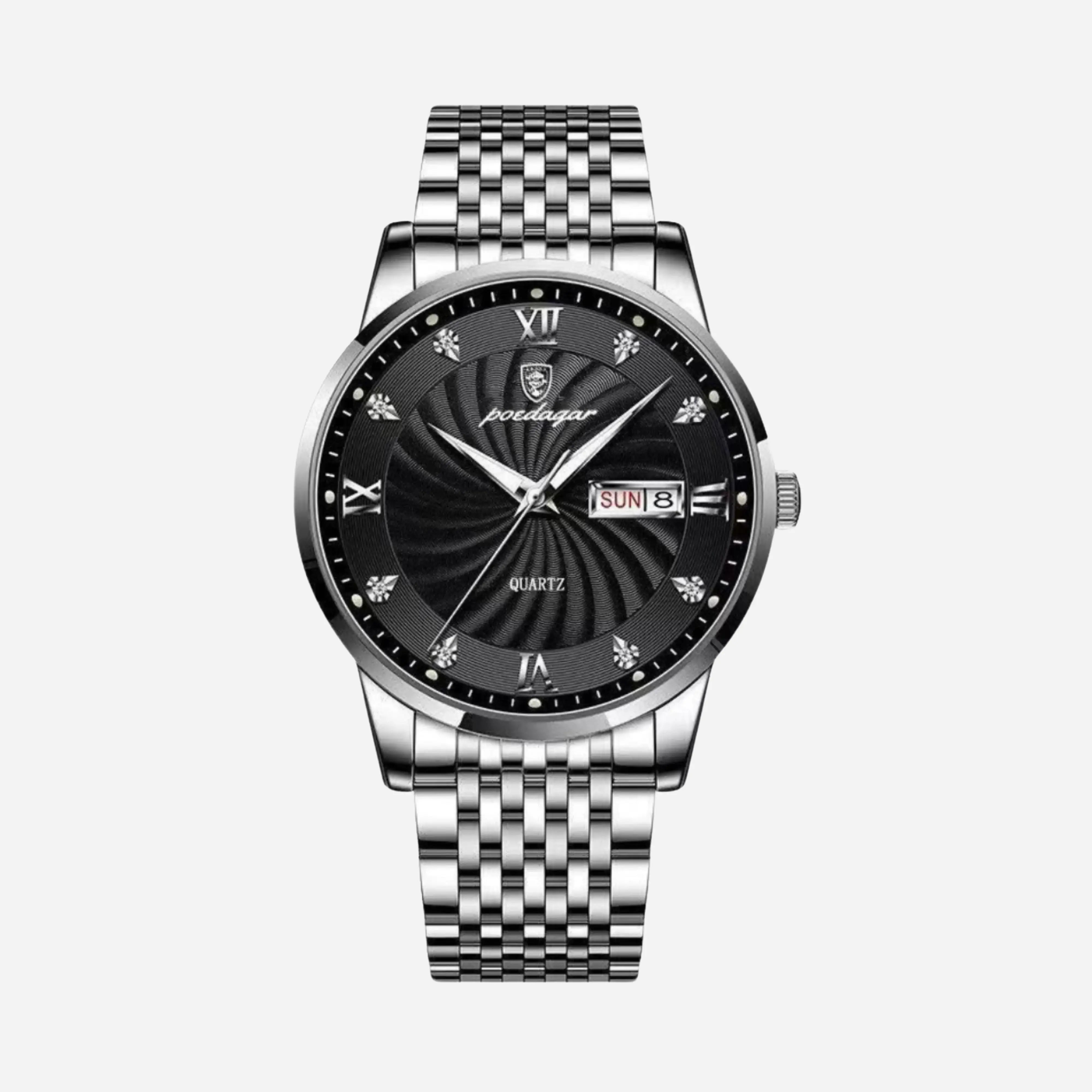 Zilveren stalen horloge met getextureerde wijzerplaat
