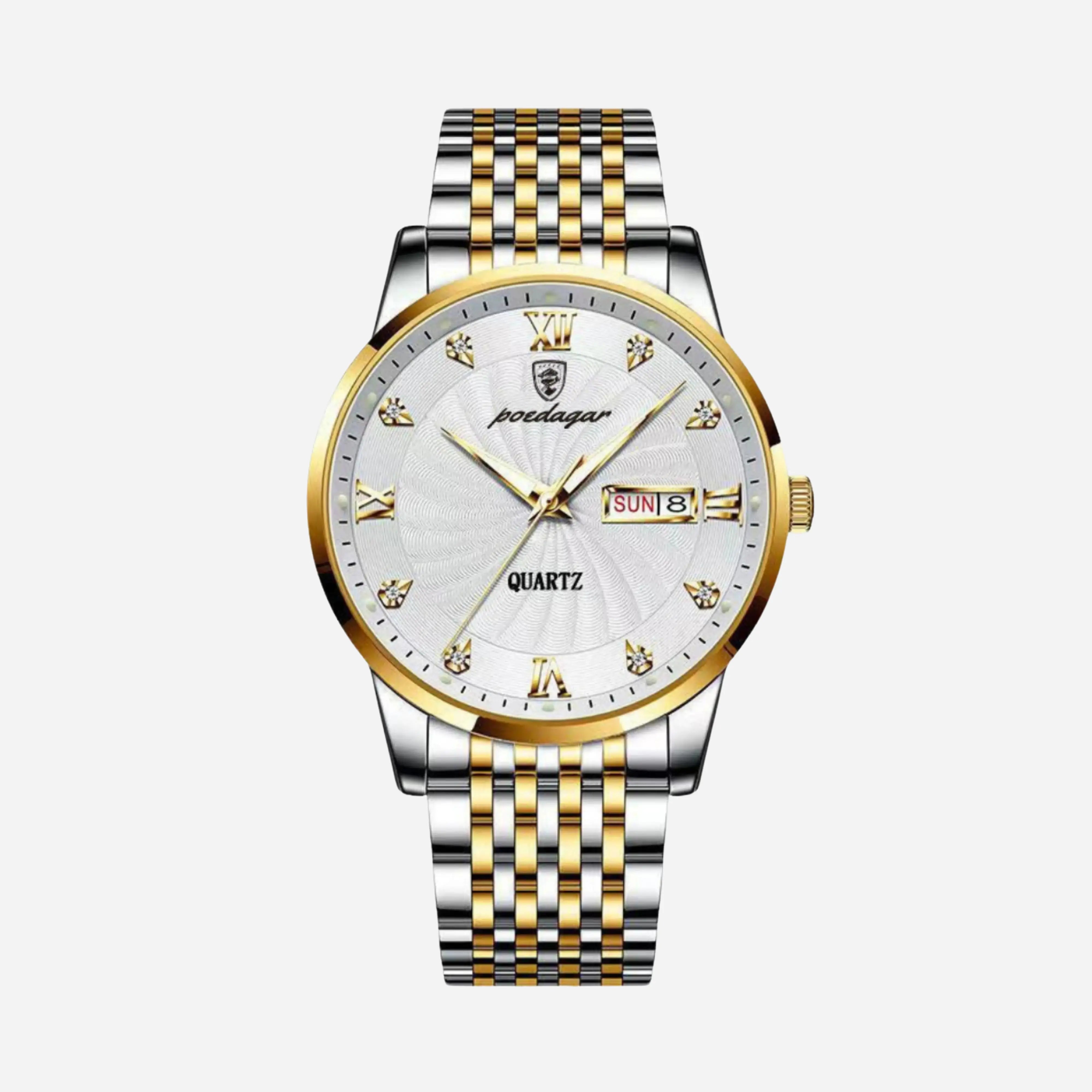 Zilveren stalen horloge met getextureerde wijzerplaat