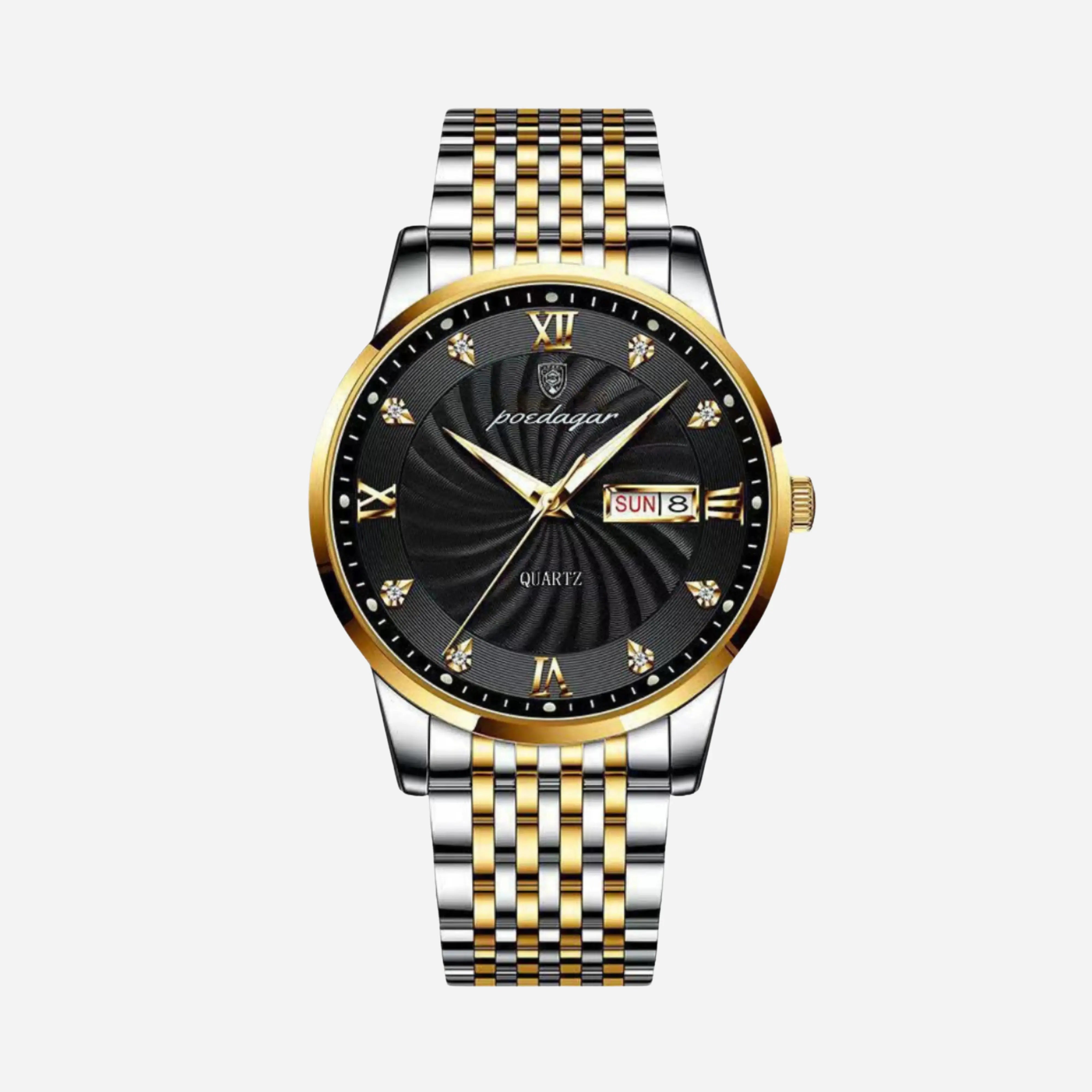 Zilveren stalen horloge met getextureerde wijzerplaat