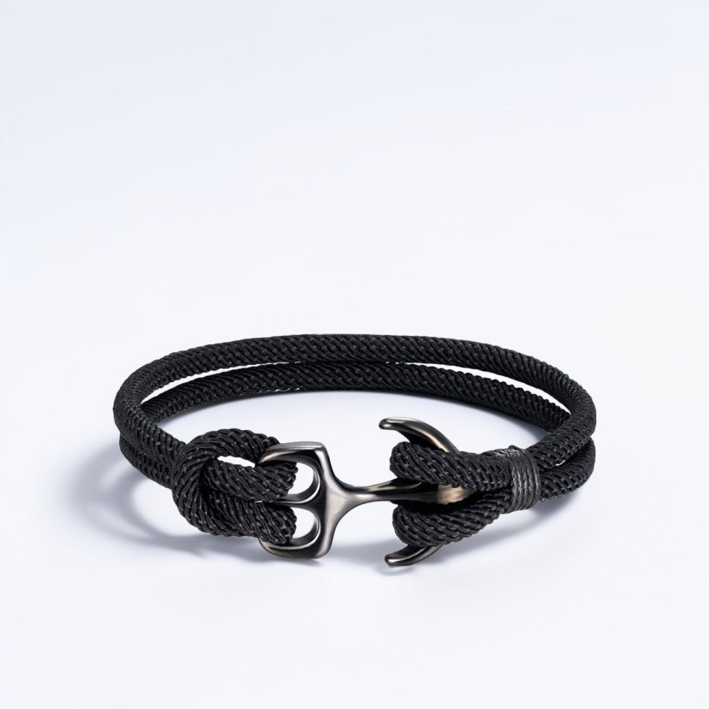 Black Anchor Rope Bracelet