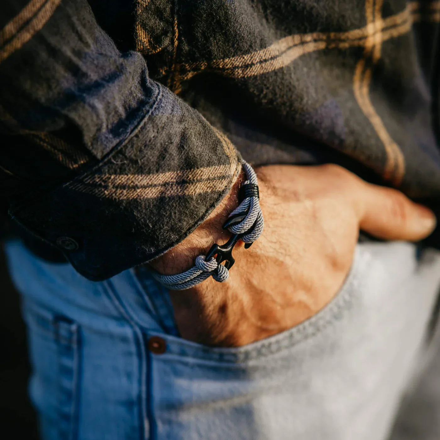 Grey Anchor Rope Bracelet