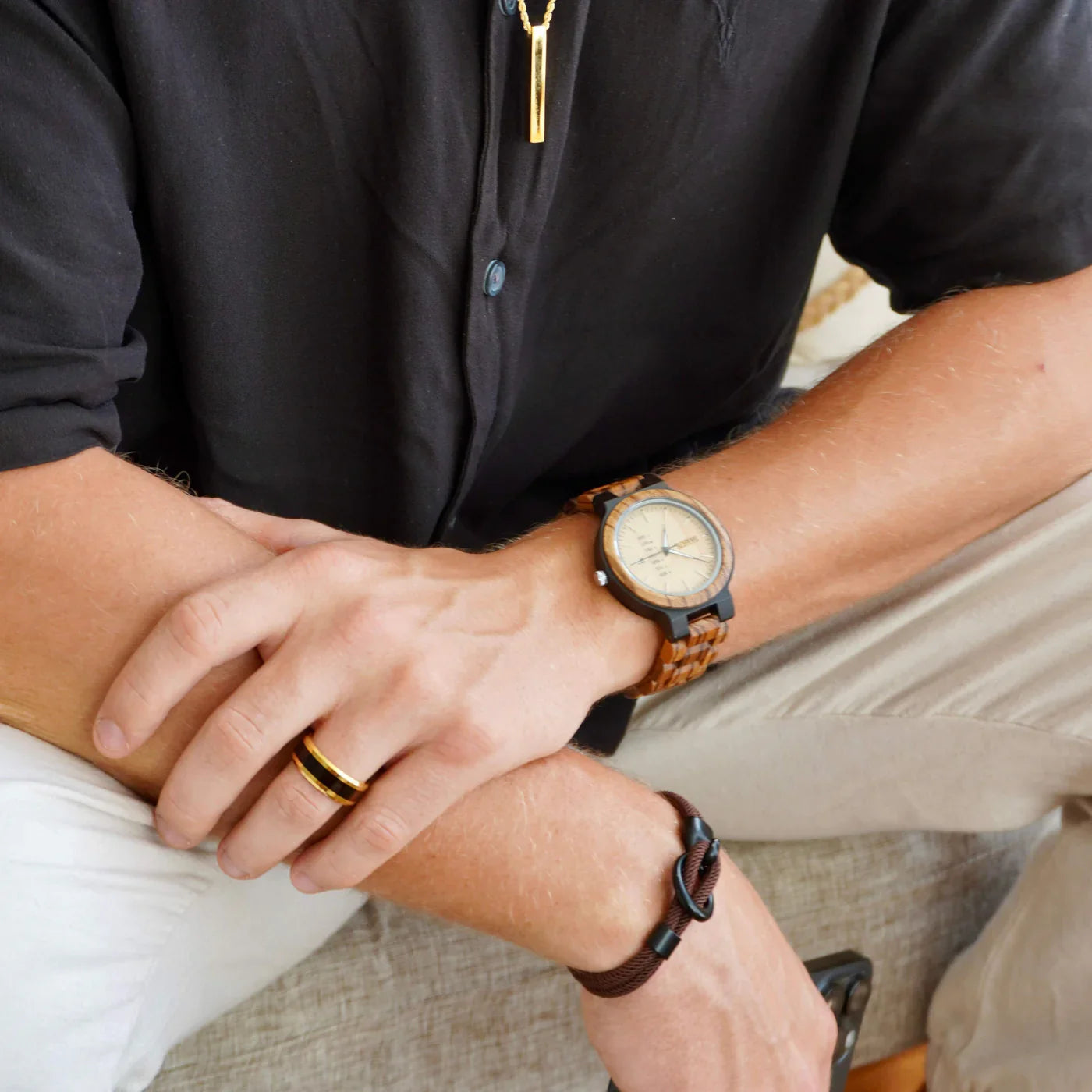 Brown Rope Bracelet with Black Nautical Clasp