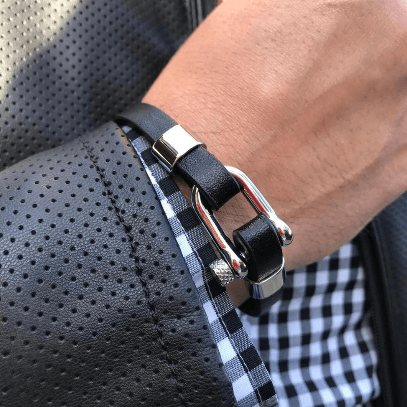 Silver Smooth Leather Bracelet