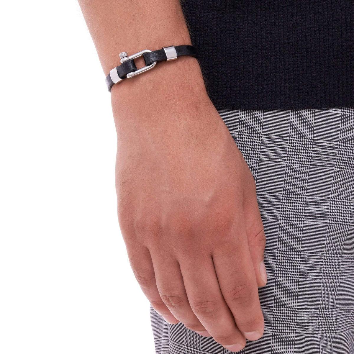 Silver Smooth Leather Bracelet