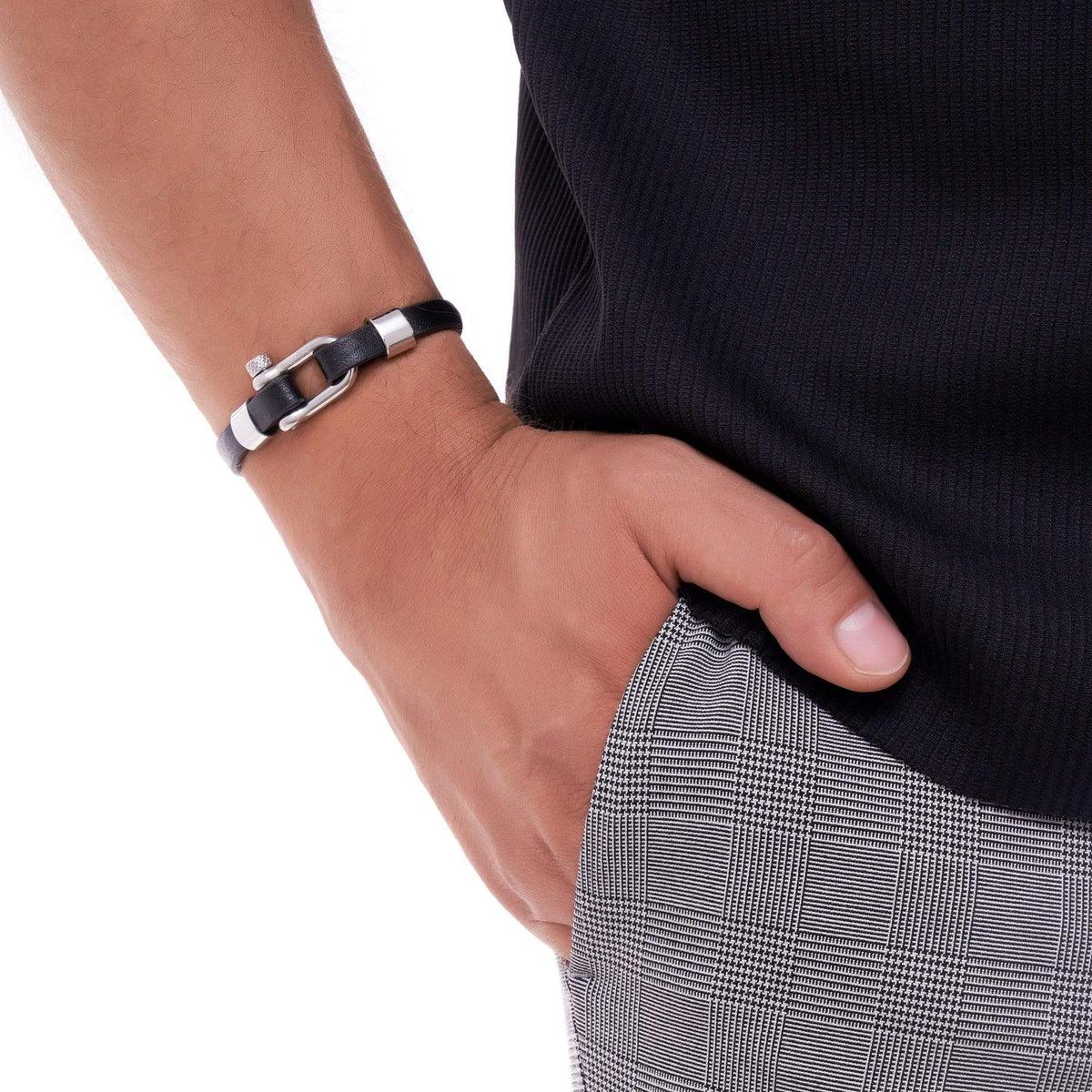 Silver Smooth Leather Bracelet