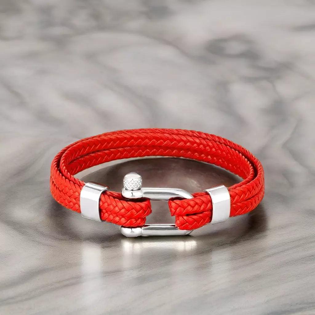 Red Braided Leather Bracelet