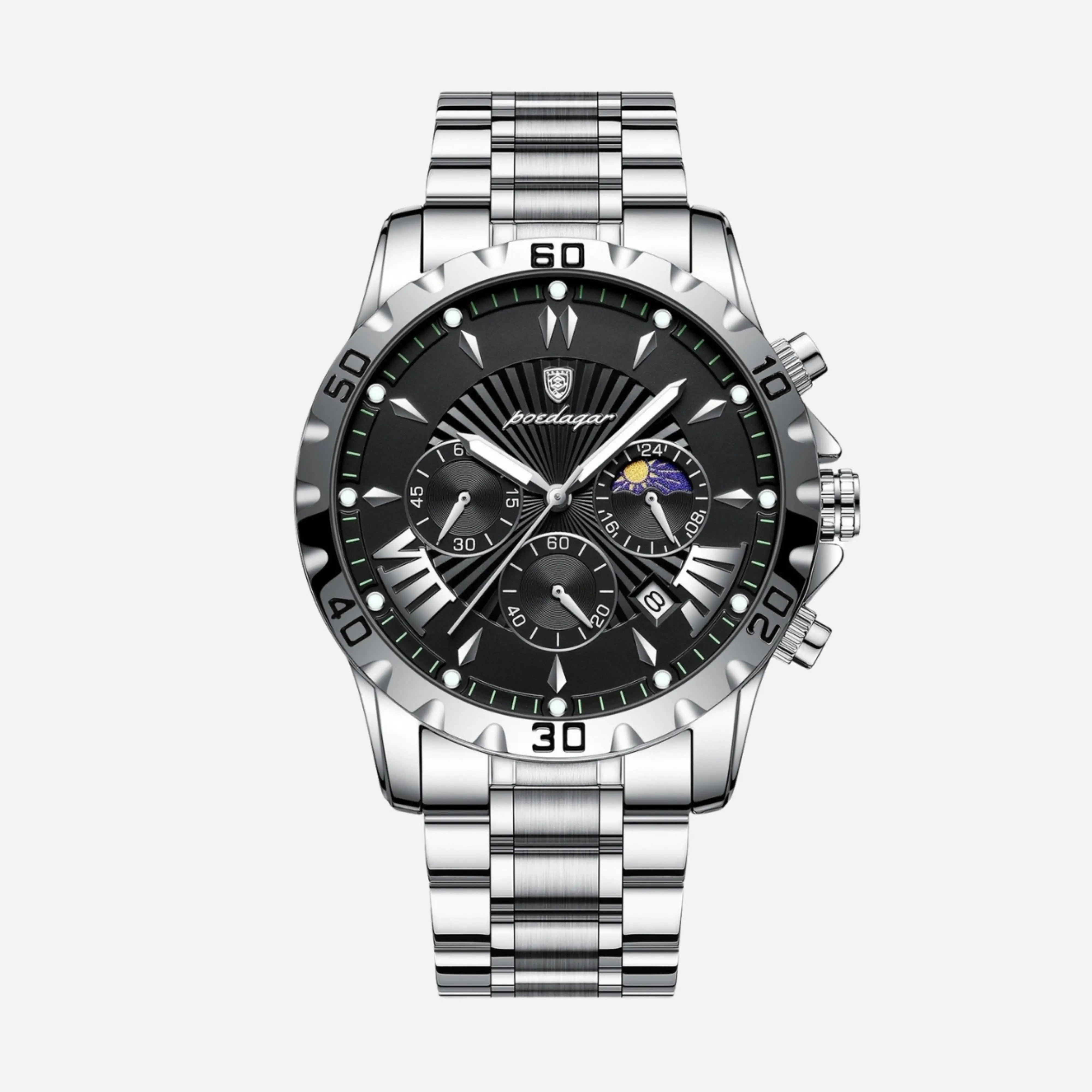 Silberstahl Chronograph Uhr