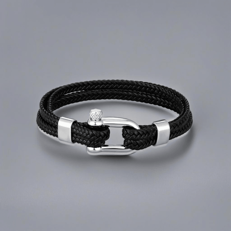 Black Braided Leather Bracelet