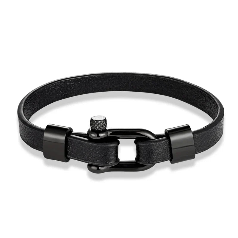 Black Smooth Leather Bracelet
