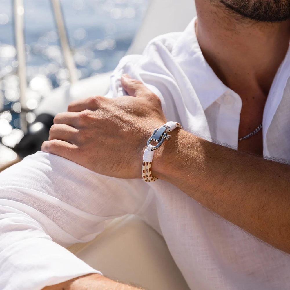 White and Brown Sailor Rope Bracelet
