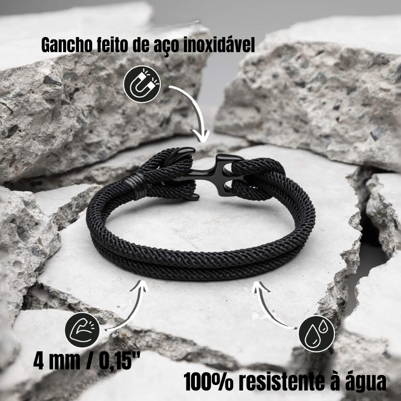 Black Anchor Rope Bracelet