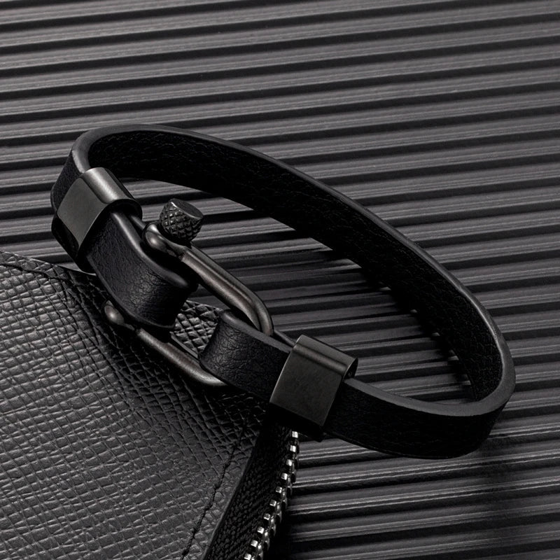 Black Smooth Leather Bracelet