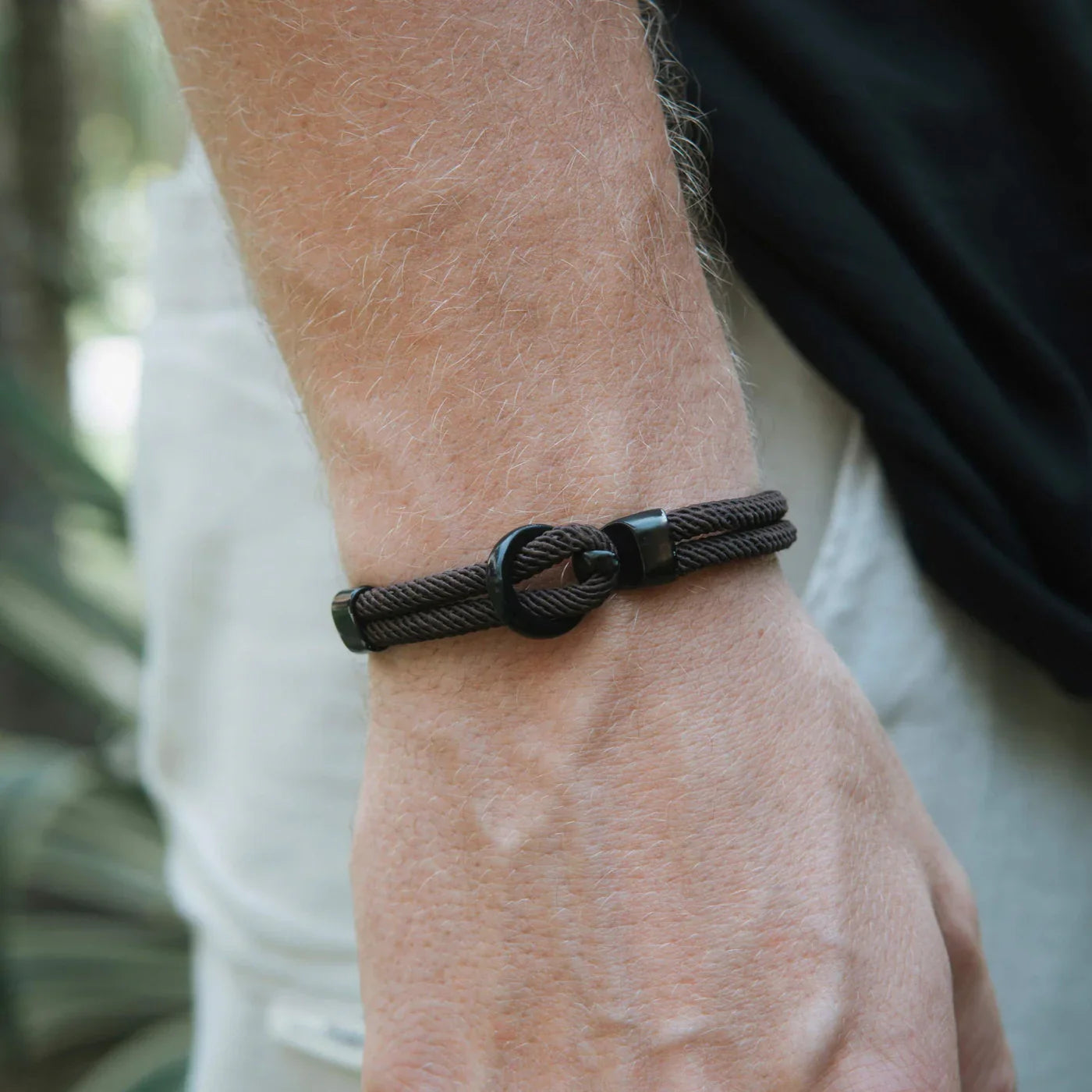 Brown Rope Bracelet with Black Nautical Clasp