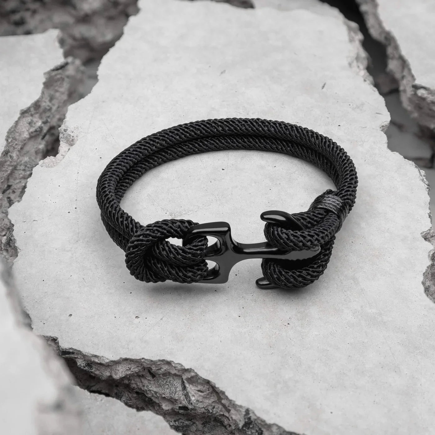 Black Anchor Rope Bracelet
