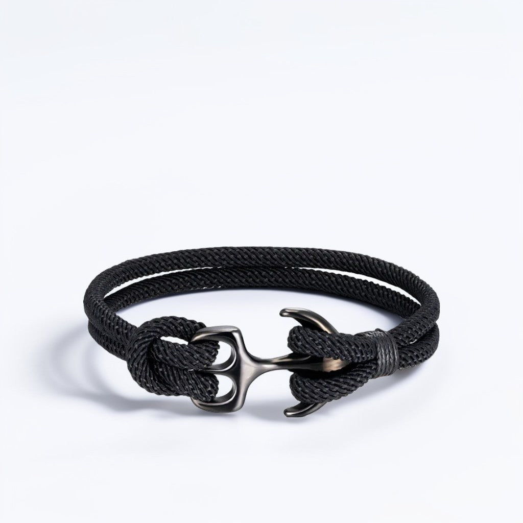 Black Anchor Rope Bracelet