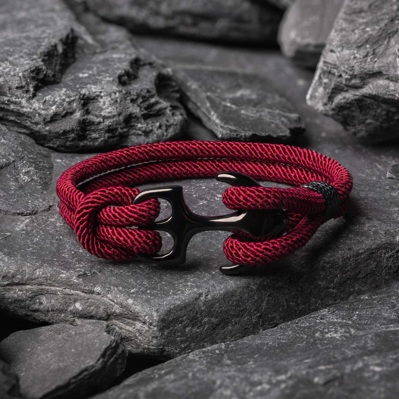 Wine Anchor Rope Bracelet