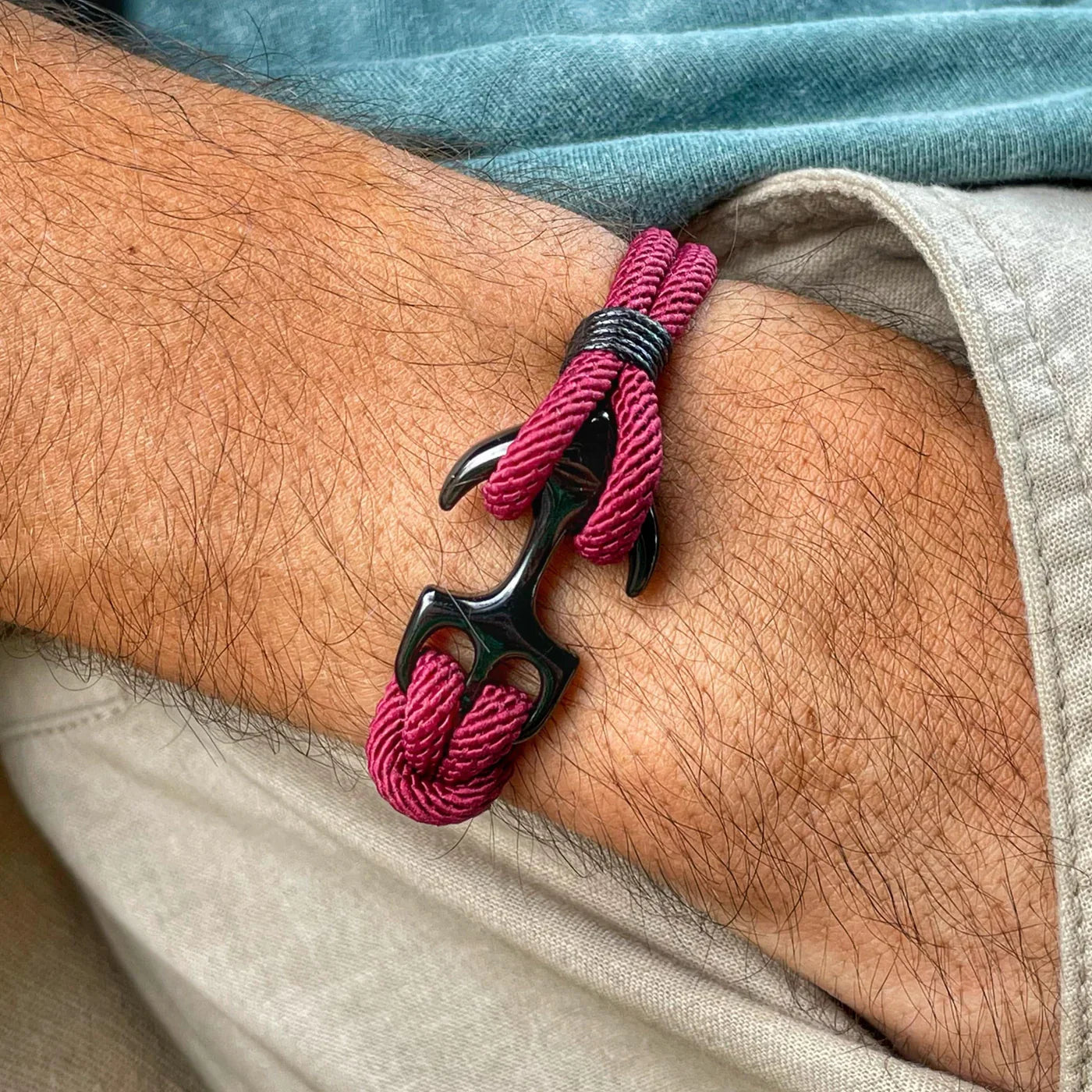 Wine Anchor Rope Bracelet