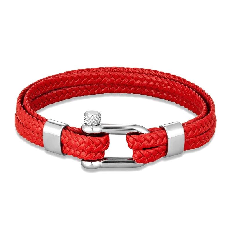 Red Braided Leather Bracelet