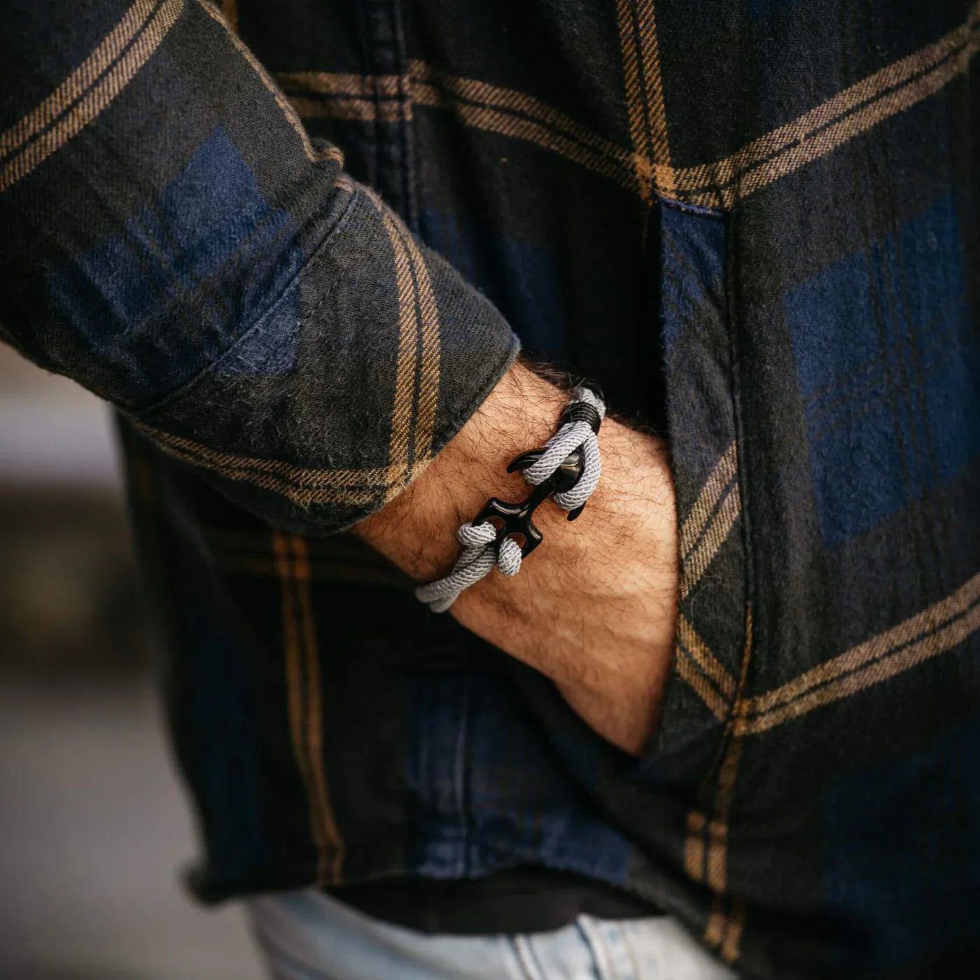 Grey Anchor Rope Bracelet