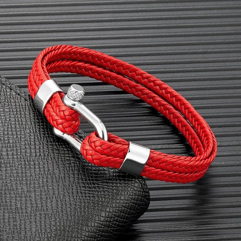 Red Braided Leather Bracelet