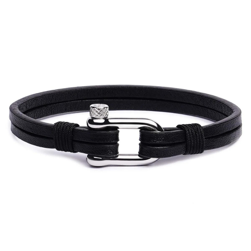 Black Nautical Leather Bracelet