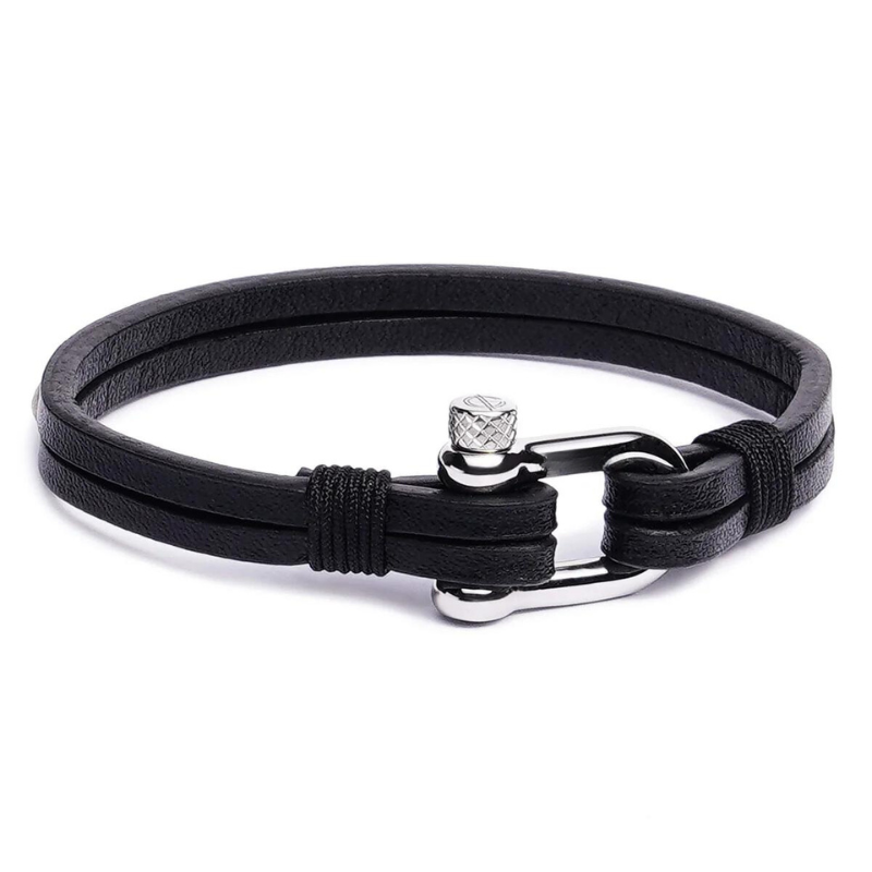 Black Nautical Leather Bracelet