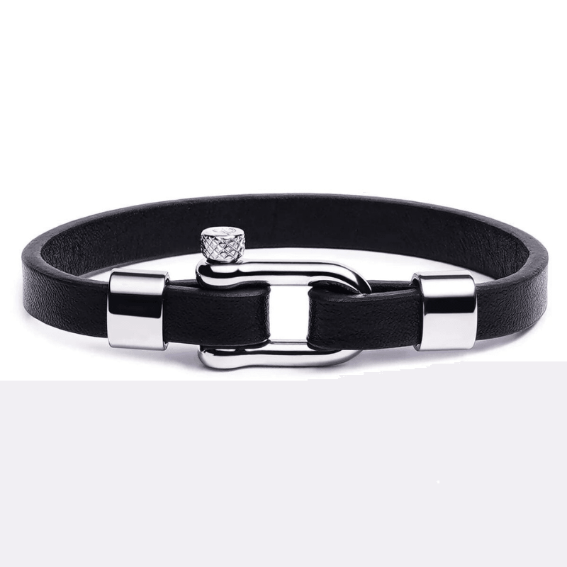Silver Smooth Leather Bracelet