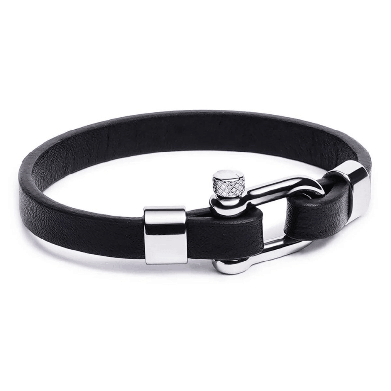 Silver Smooth Leather Bracelet