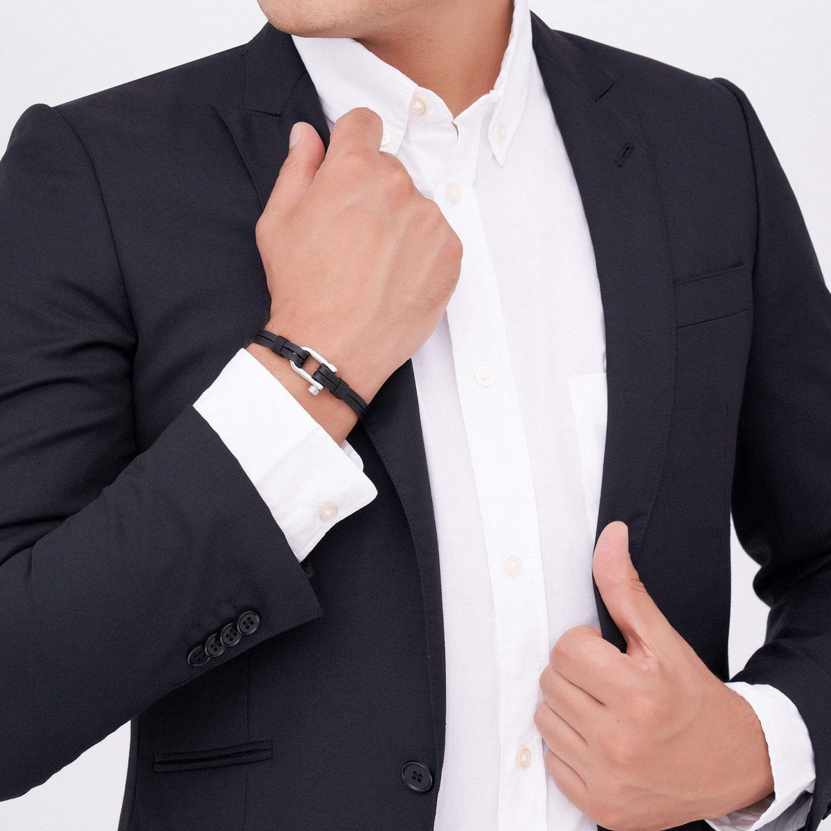Black Nautical Leather Bracelet