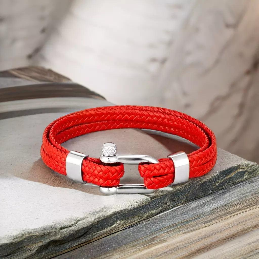Red Braided Leather Bracelet