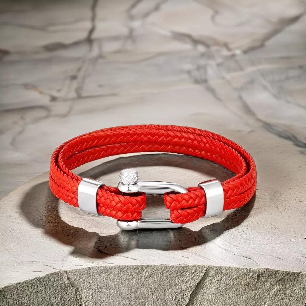 Red Braided Leather Bracelet