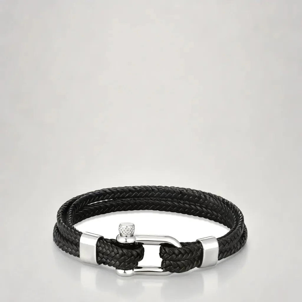 Black Braided Leather Bracelet