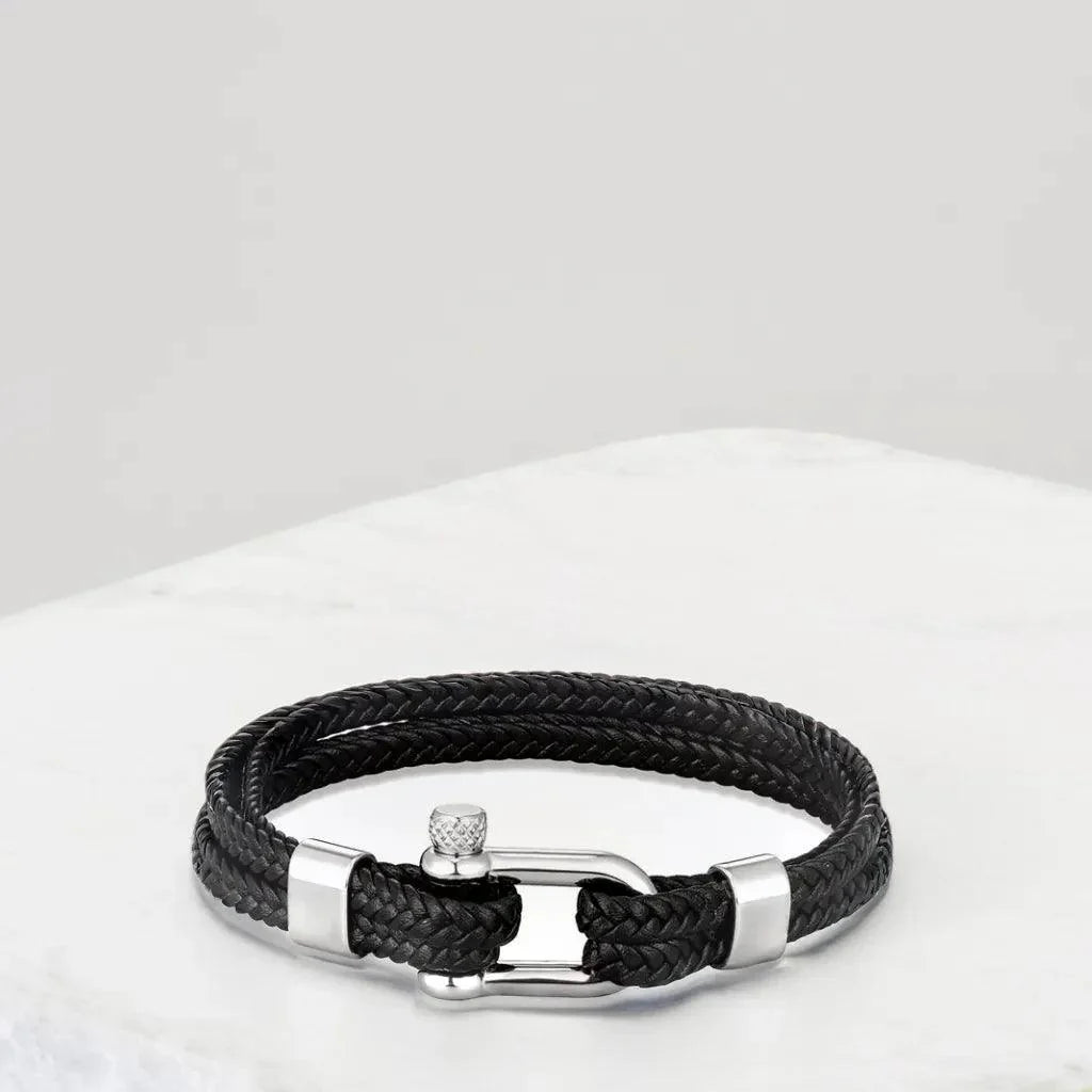Black Braided Leather Bracelet