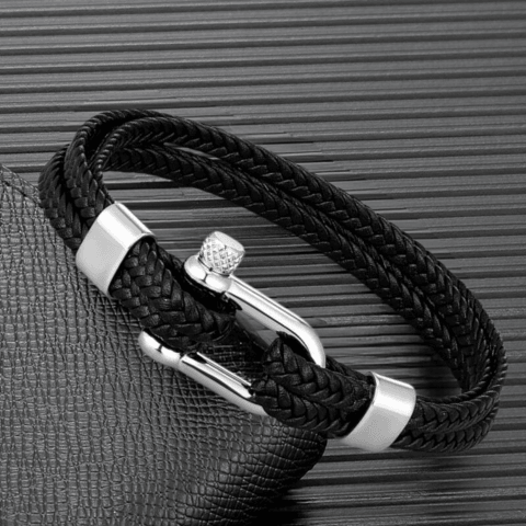 Black Braided Leather Bracelet